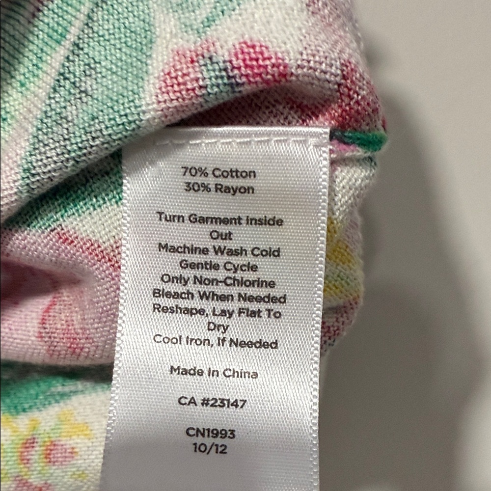 Talbots Vibrant Floral Blouse - Red, Pink, Green - Picture 3 of 5